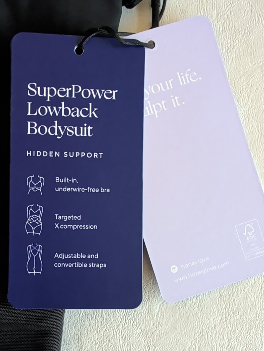 NWT Honeylove Black SuperPower Lowback Shapewear Bodysuit Size Large - Picture 6 of 12